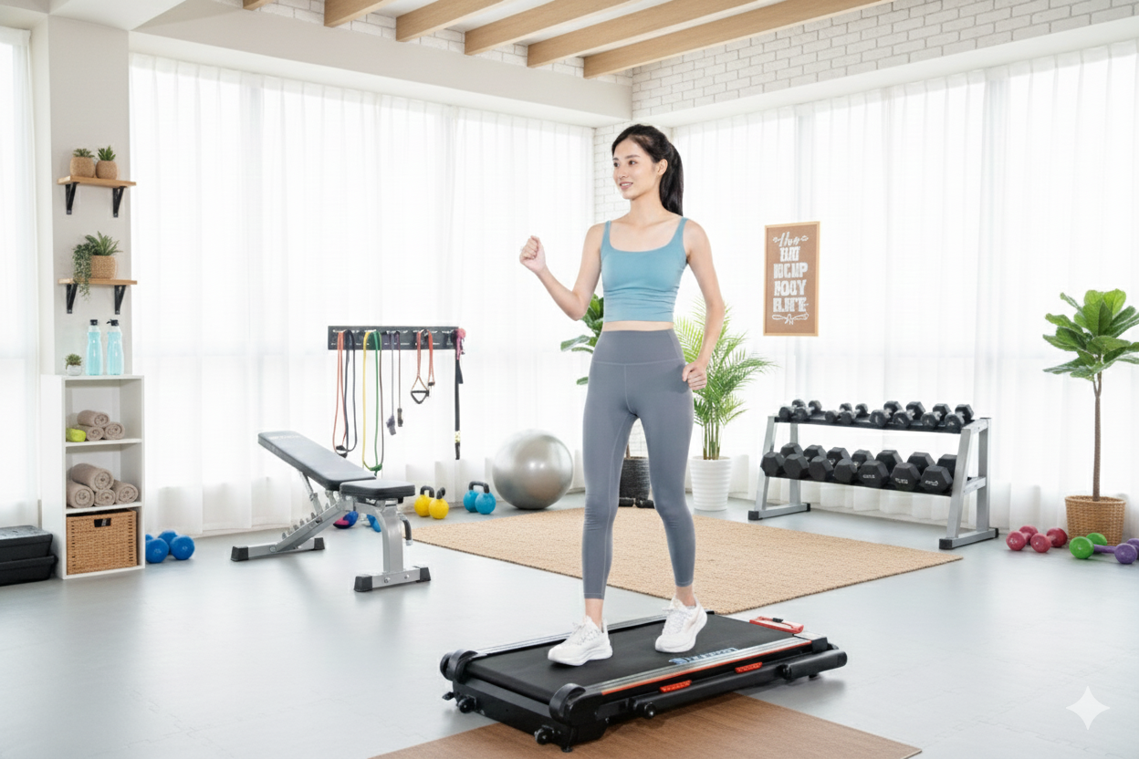 Under Desk Treadmill With Adjustable Handle Benefits Back Pain and Posture