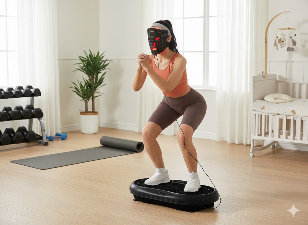 Vibration Plate + Red Light Mask: The Ultimate At-Home Wellness Combo