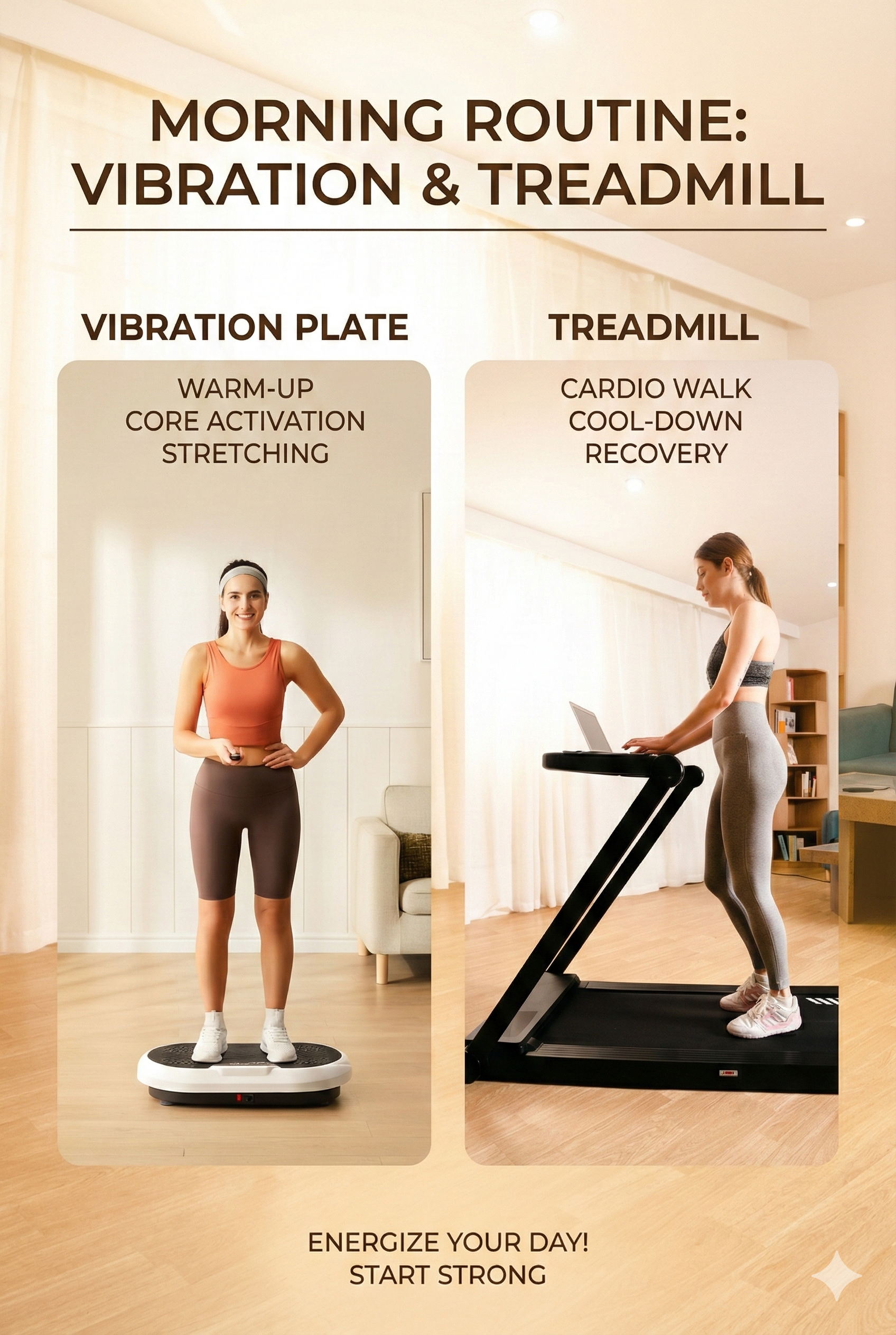 Make Your Morning Routine Featuring the EZLIFE Vibration Plate and Lifesmart TM2202