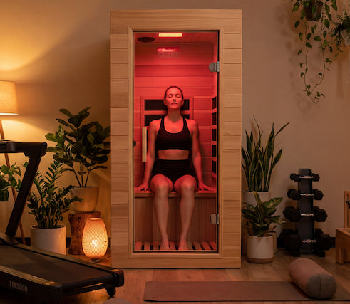 Red light sauna 1 person with treadmill and pilates equipment