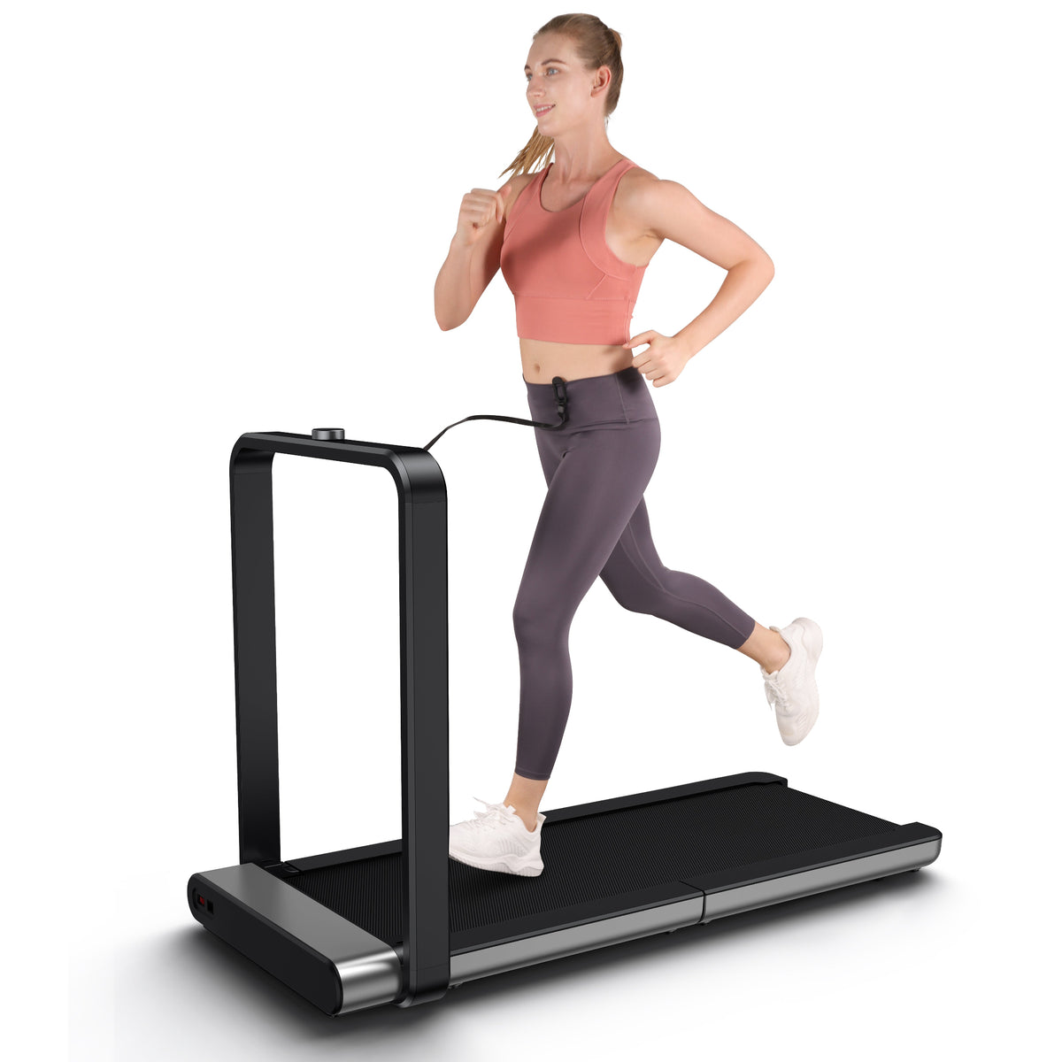 Woman running on WalkingPad X21 Foldable Running Treadmill.