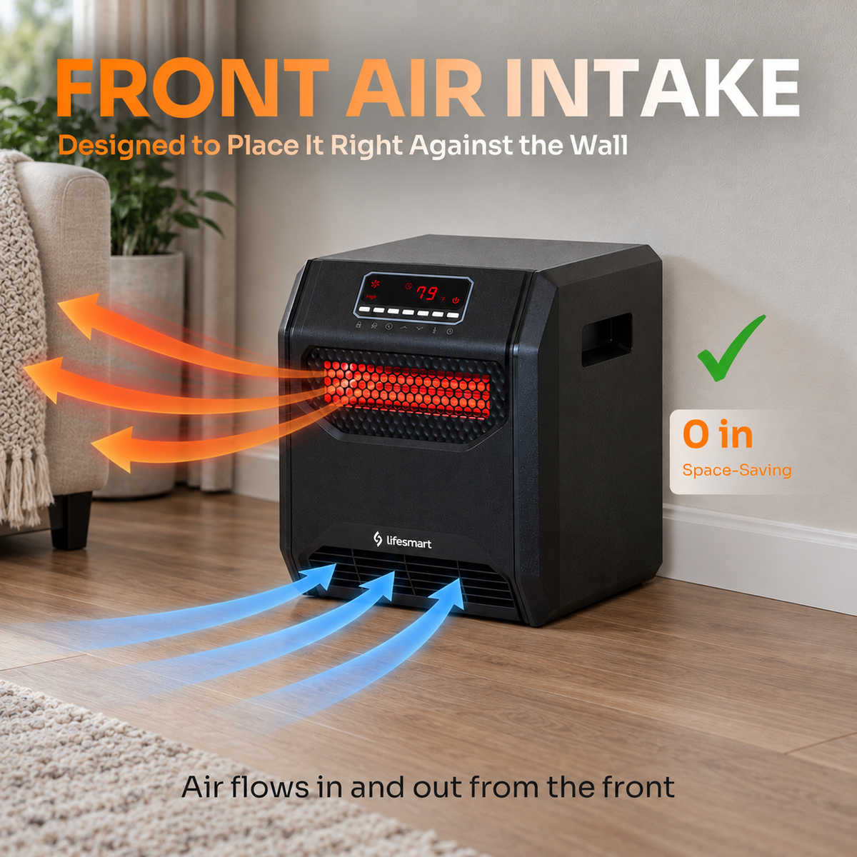 Lifesmart HT1269FS Full Spectrum 6 Element Front Intake Infrared Electric Space Heater