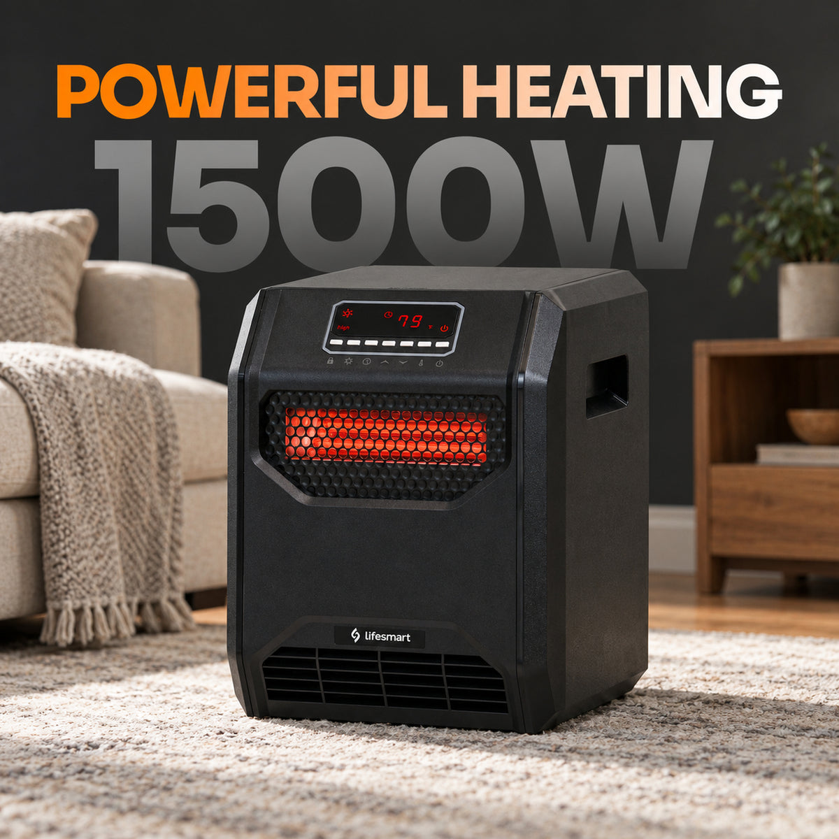 Lifesmart HT1269FS Full Spectrum 6 Element Front Intake Infrared Electric Space Heater