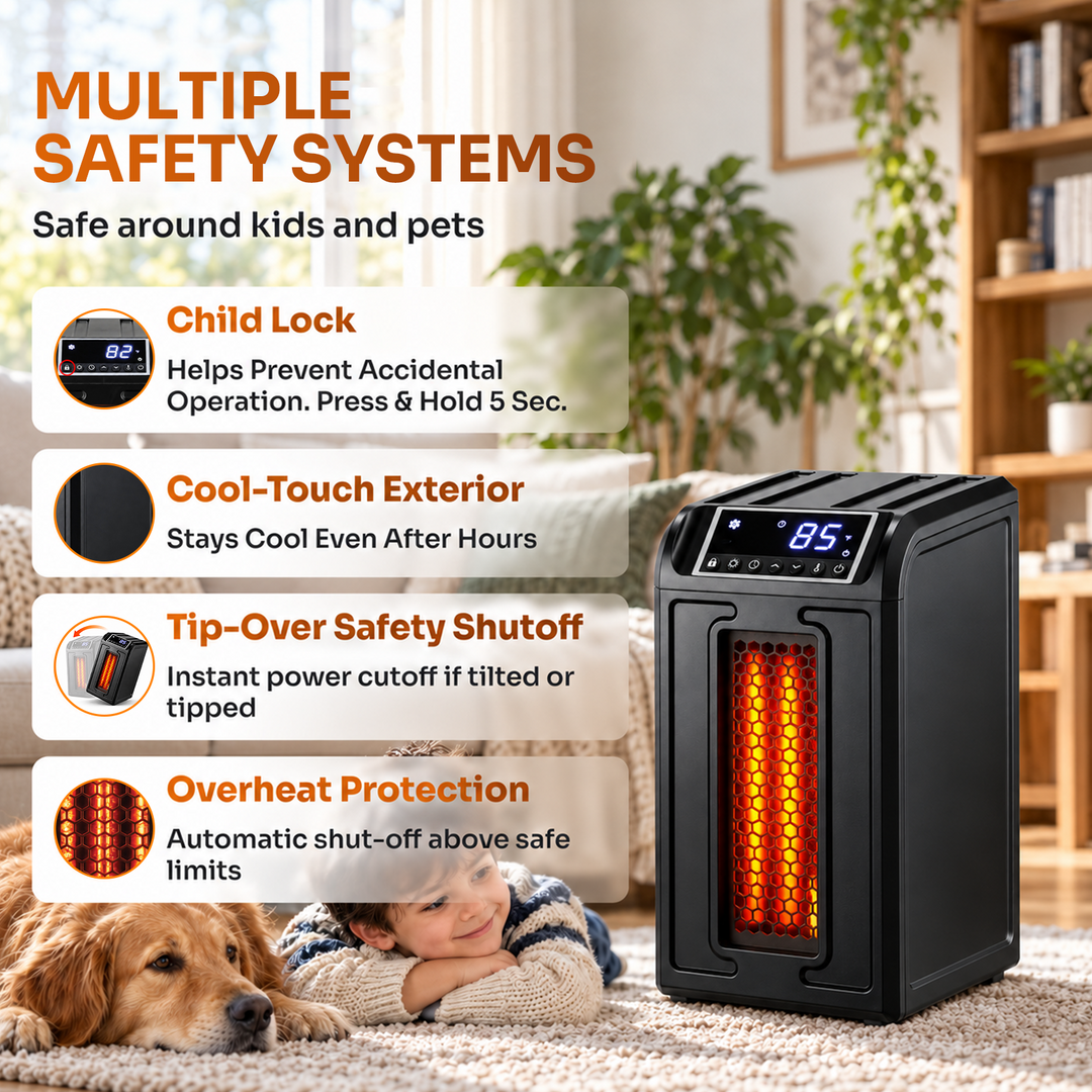 Lifesmart H4105M Full Spectrum 3 Element Vertical Infrared Electric Space Heater