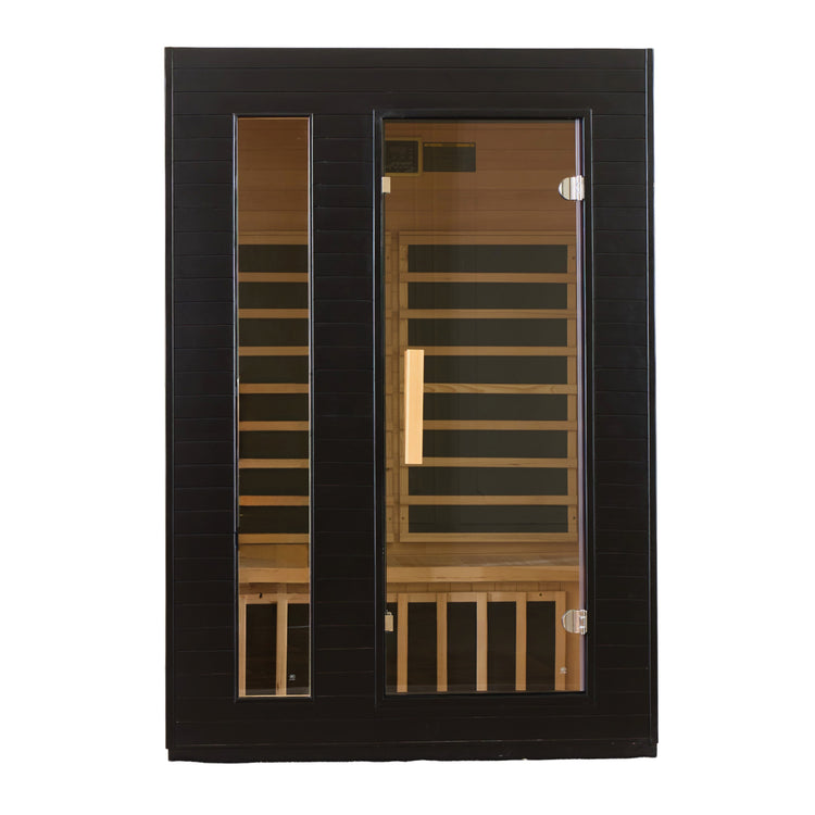 Ezlife Infrared sauna with black frame and glass doors
