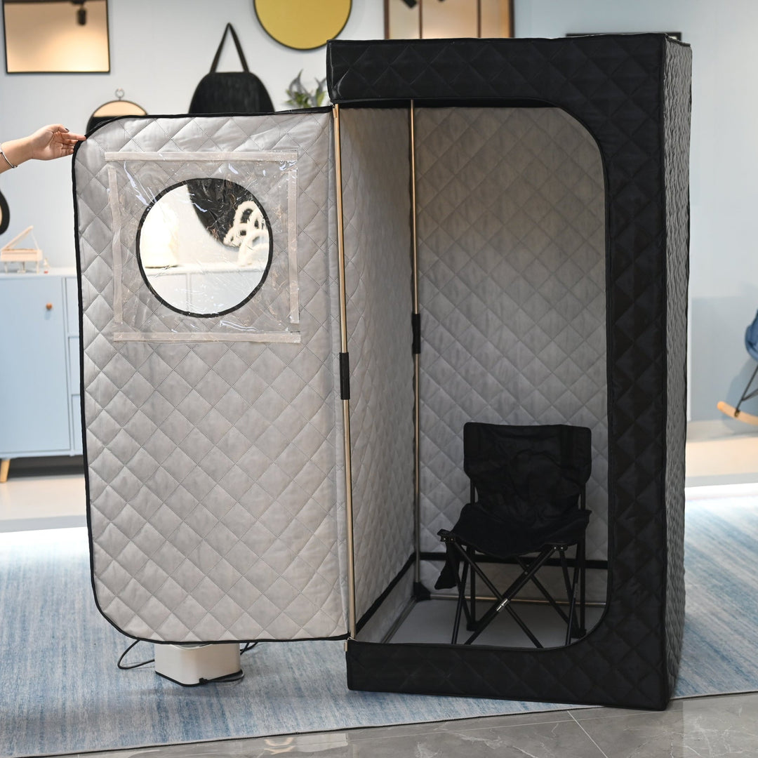 Ezlife portable steam sauna open with chair inside