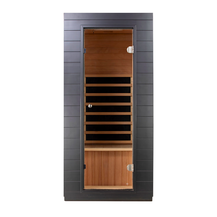 EZLIFE Solo black infrared sauna with hemlock wood construction
