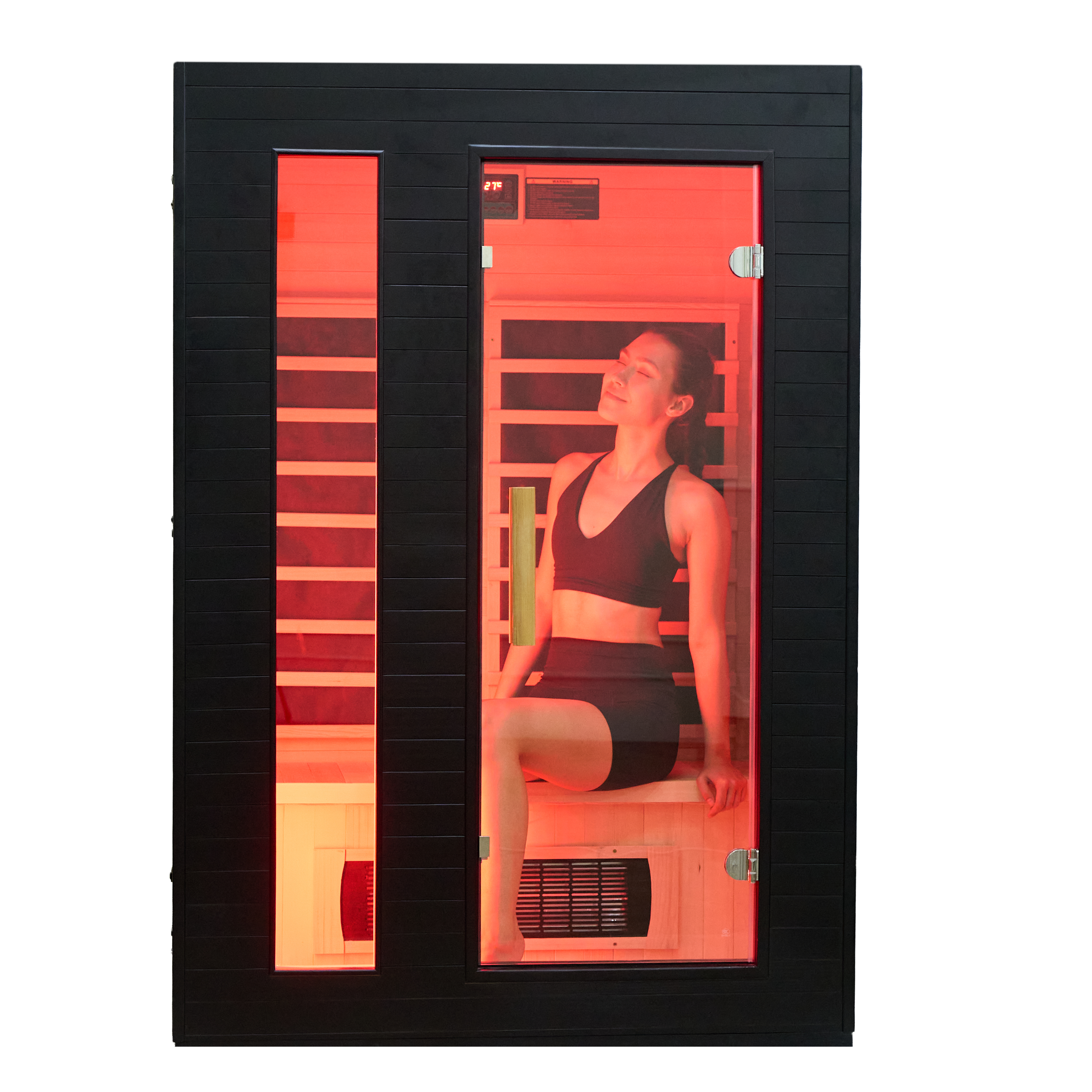 Infrared sauna with a woman inside 