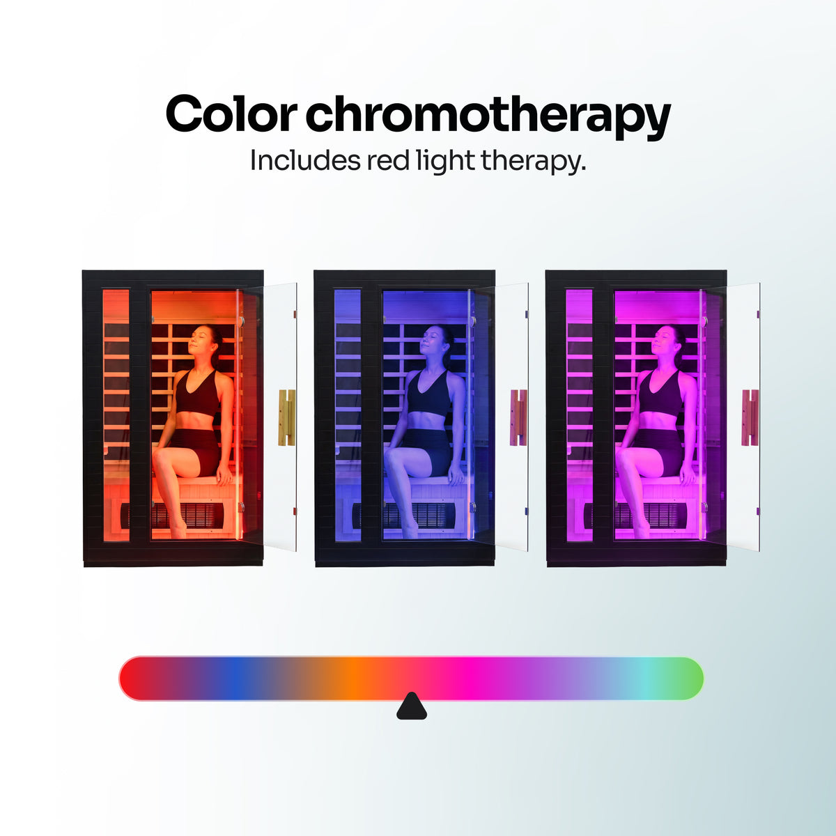 2-Person Full Spectrum Infrared Sauna and Medical Grade Red Light Option color chromotherapy graphic