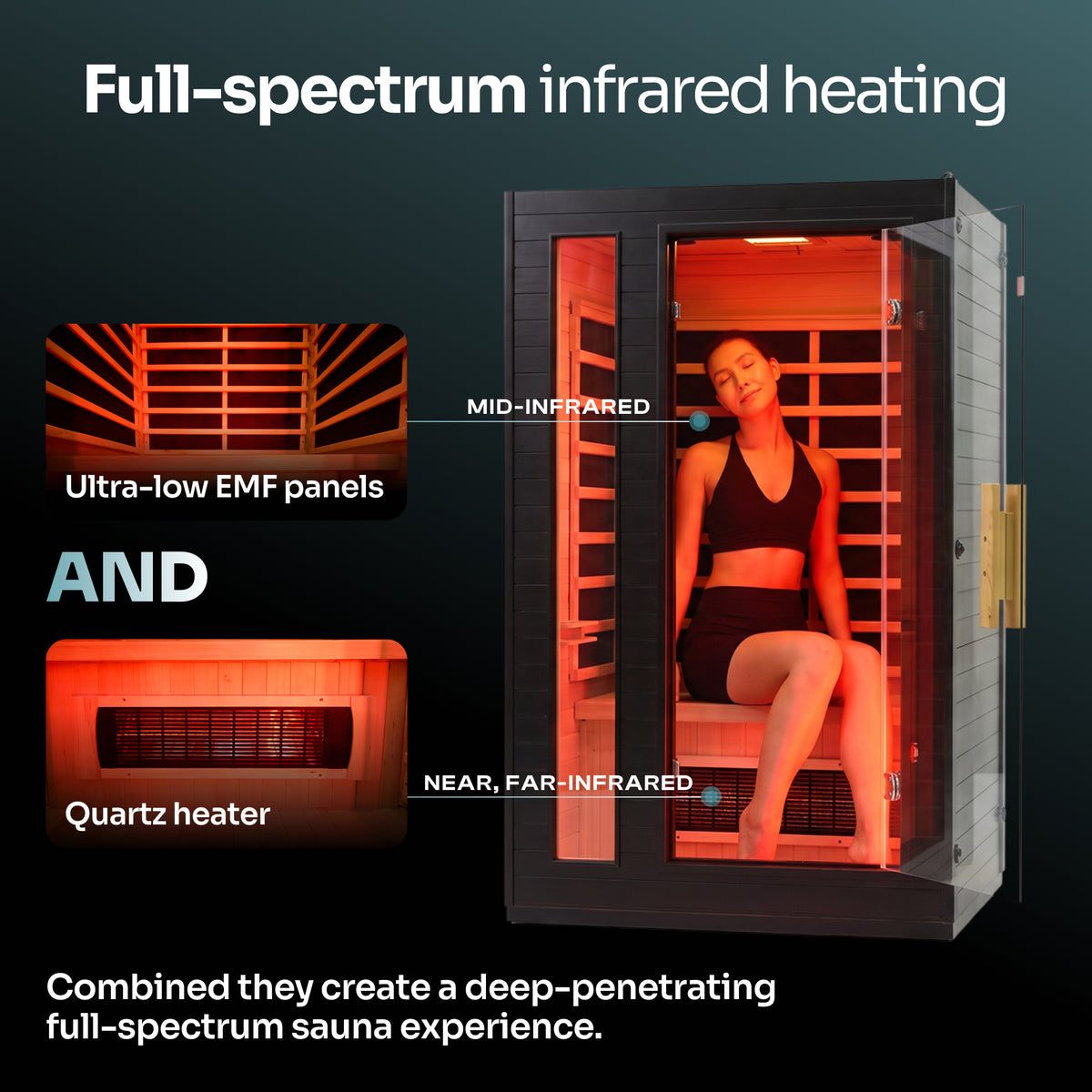 2-Person Full Spectrum Infrared Sauna and Medical Grade Red Light Option