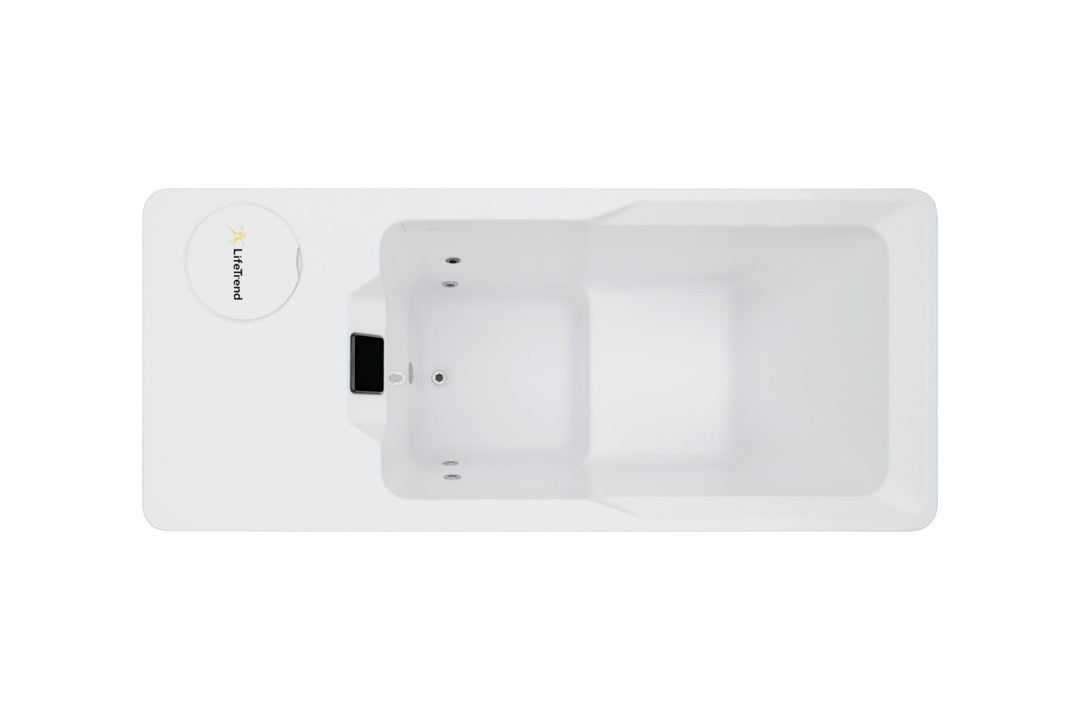 white overhead shot of the Lifetread Solidtude hot and cold tub on white background