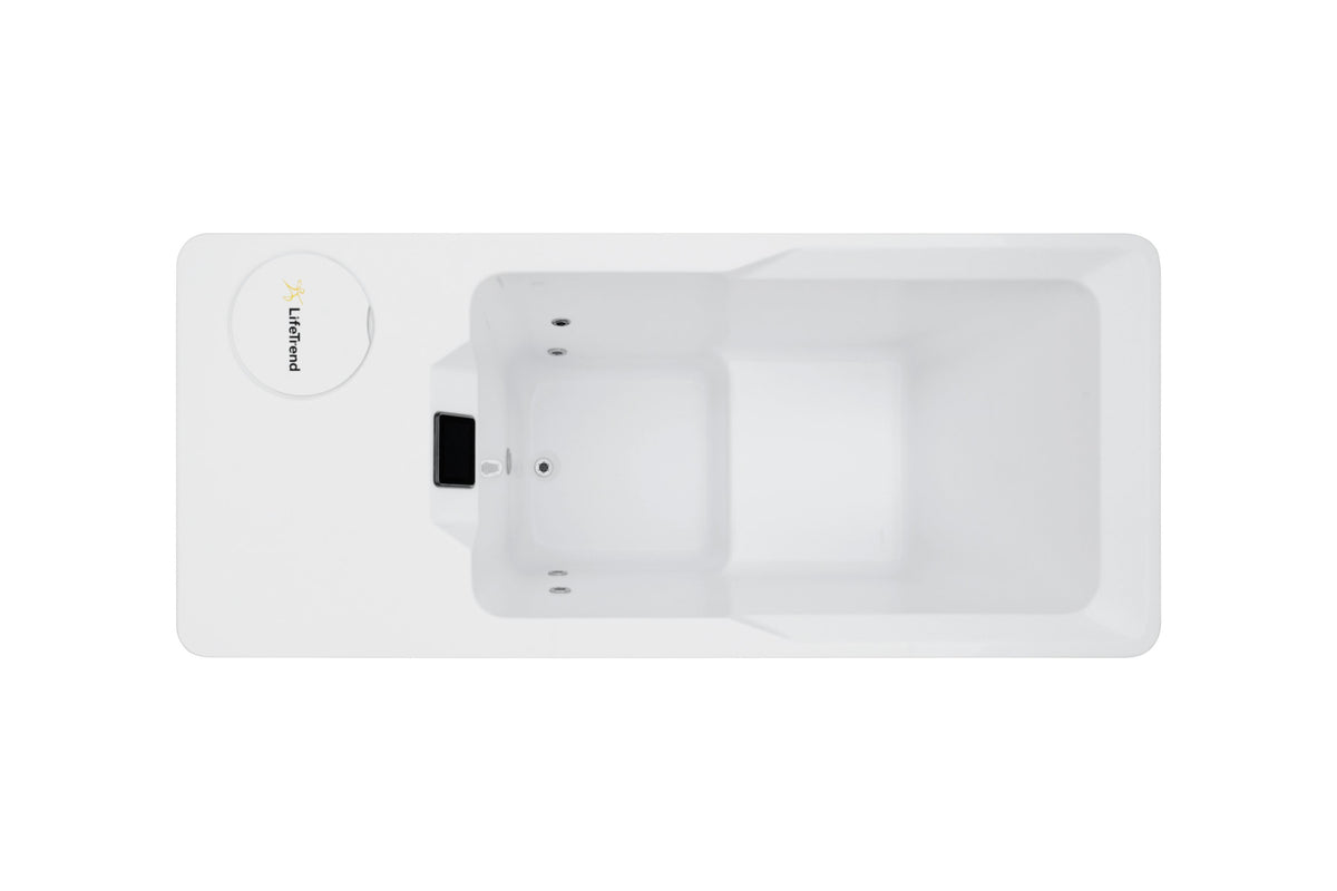 white overhead shot of the Lifetread Solidtude hot and cold tub on white background