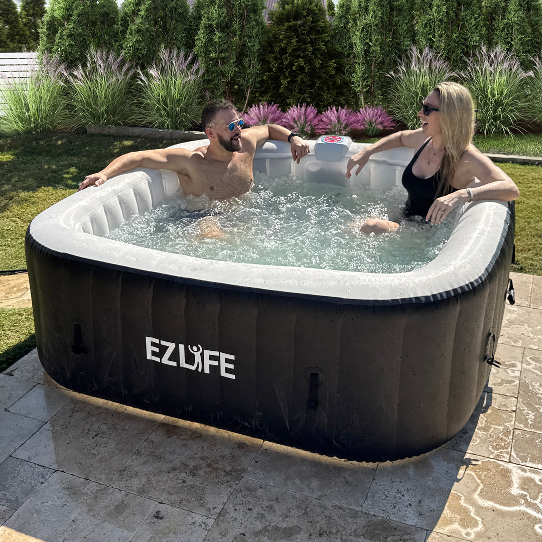 EZLIFE 6 Person Inflatable Square Spa