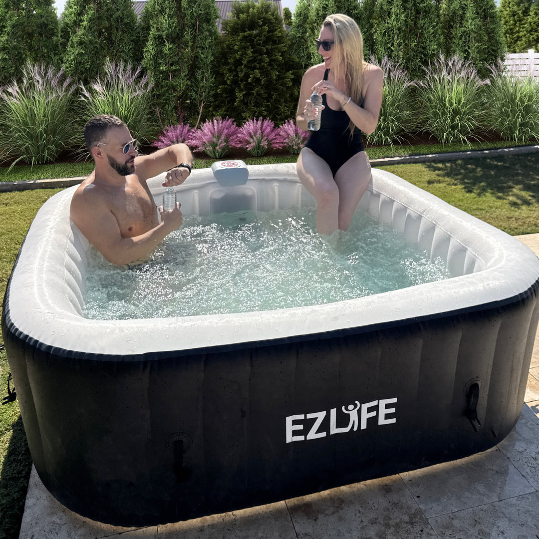 EZLIFE 6 Person Inflatable Square Spa