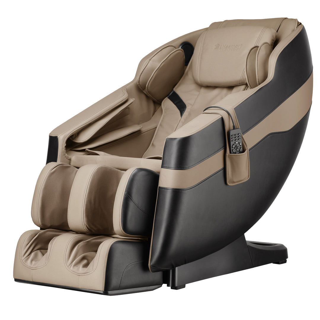 Lifesmart 2D Massage Chair Brown and Khaki on white background.