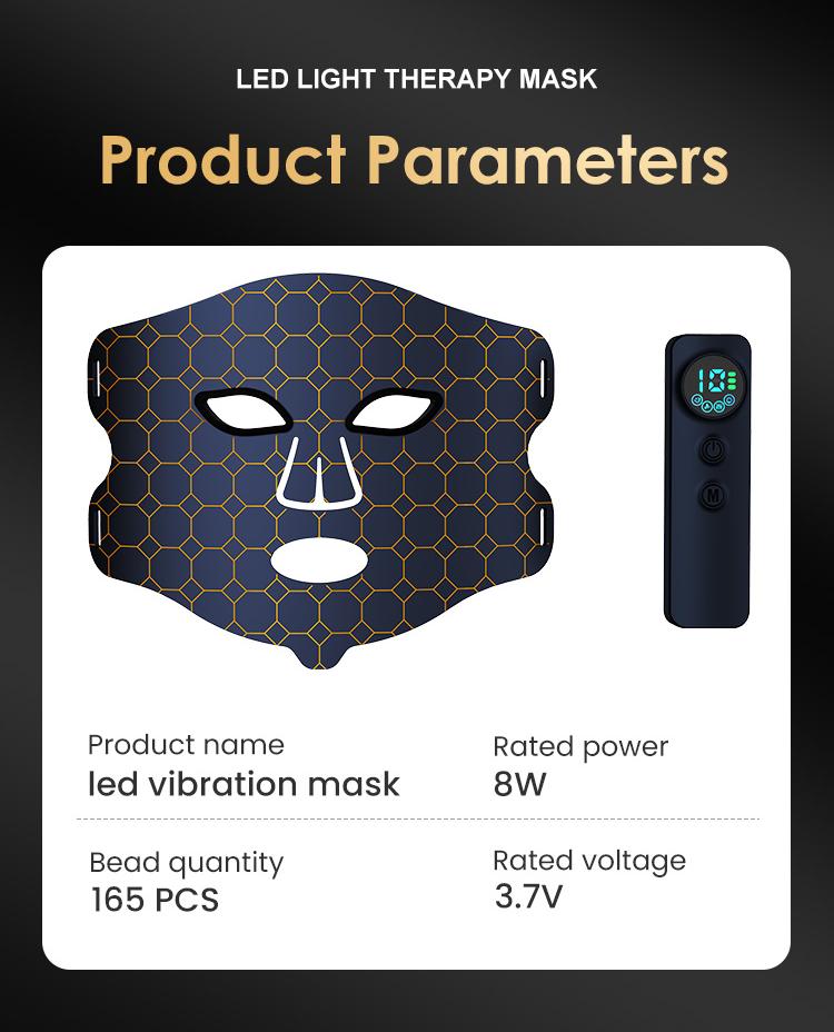 Infographic with parameters of red light therapy mask