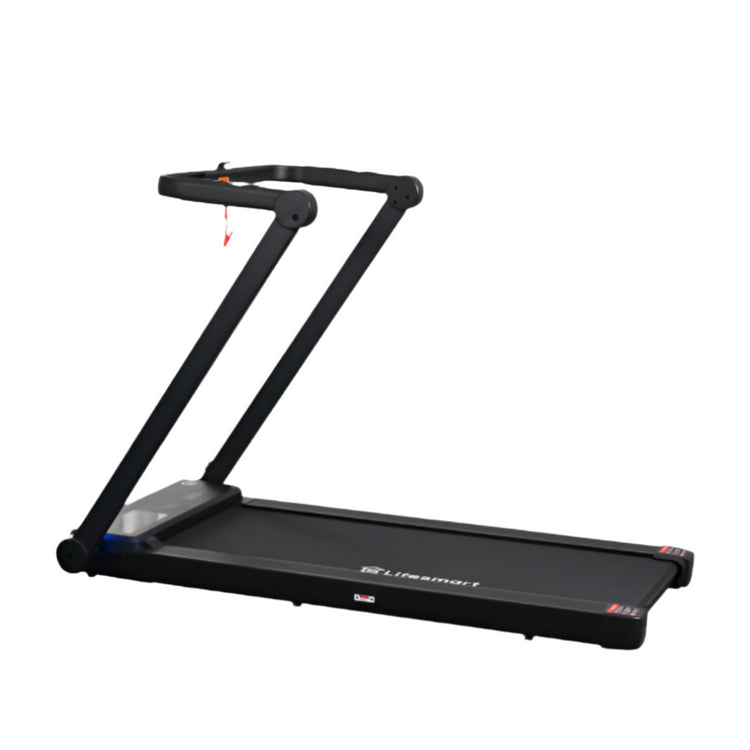 A black Lifesmart TM2202 3-in-1 Treadmill showing the belt and the frame.