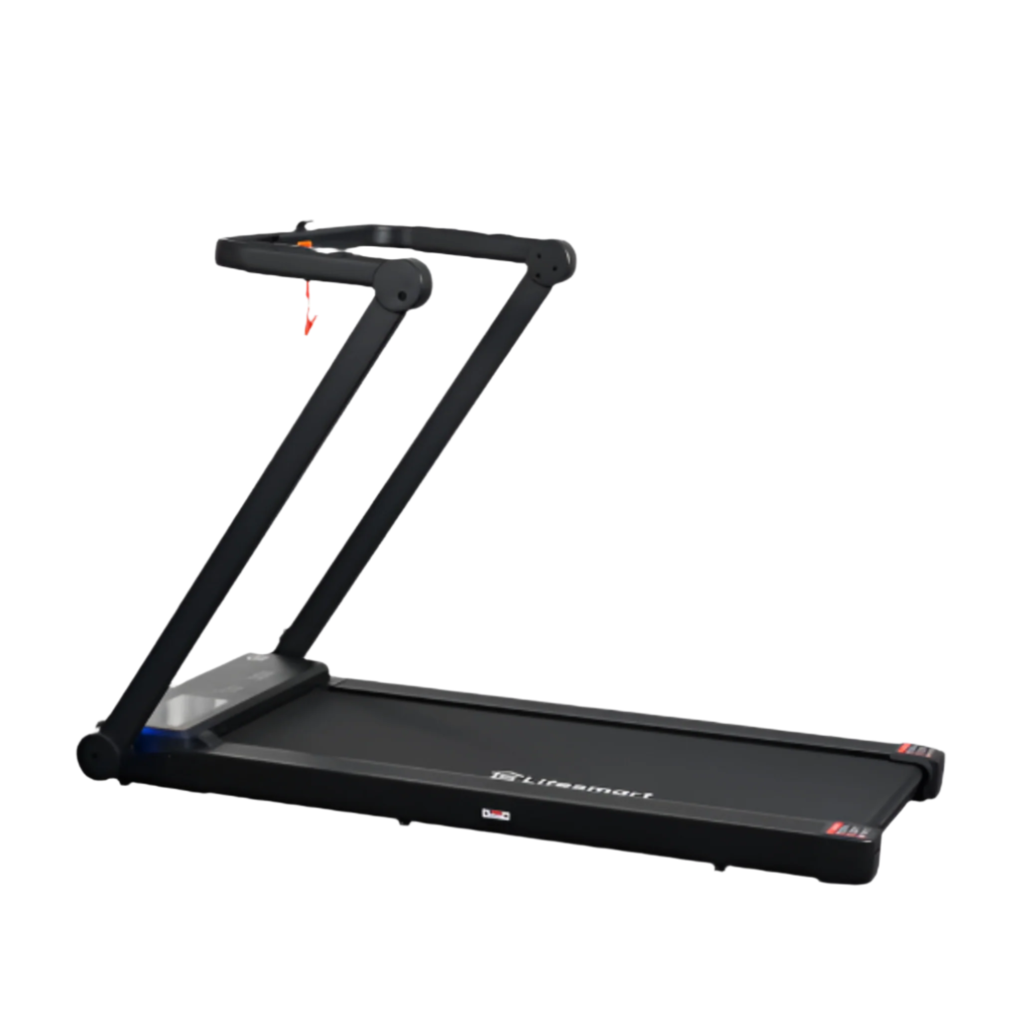 A black Lifesmart TM2202 3-in-1 Treadmill showing the belt and the frame.