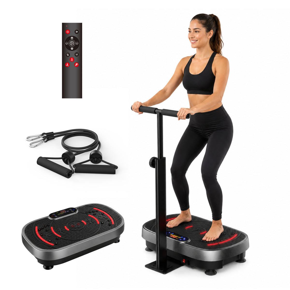 EZLIFE Vibration Plate with Red Light and Heat with Resistance Tubes