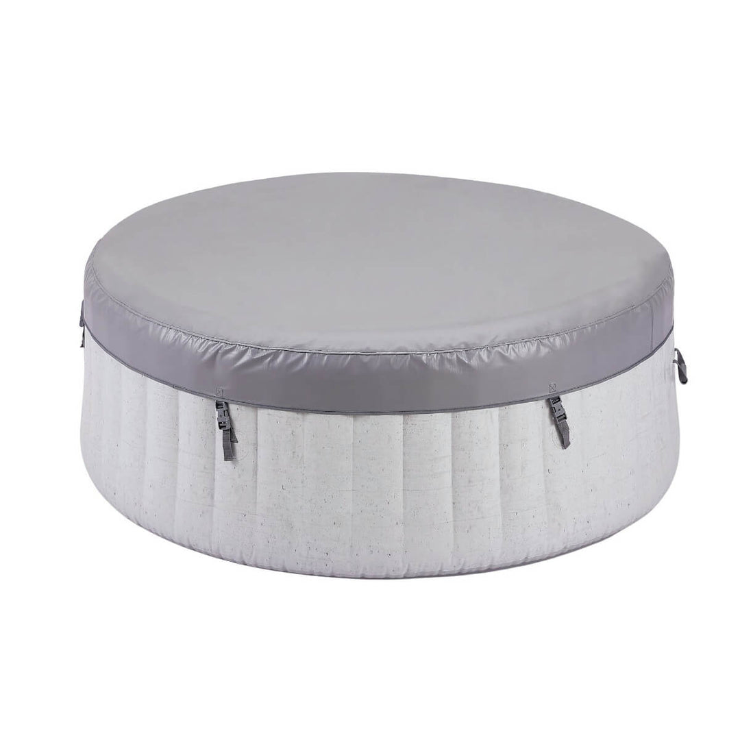 Product shot of Inflatable hot tub with gray colored cover isolated on white background.
