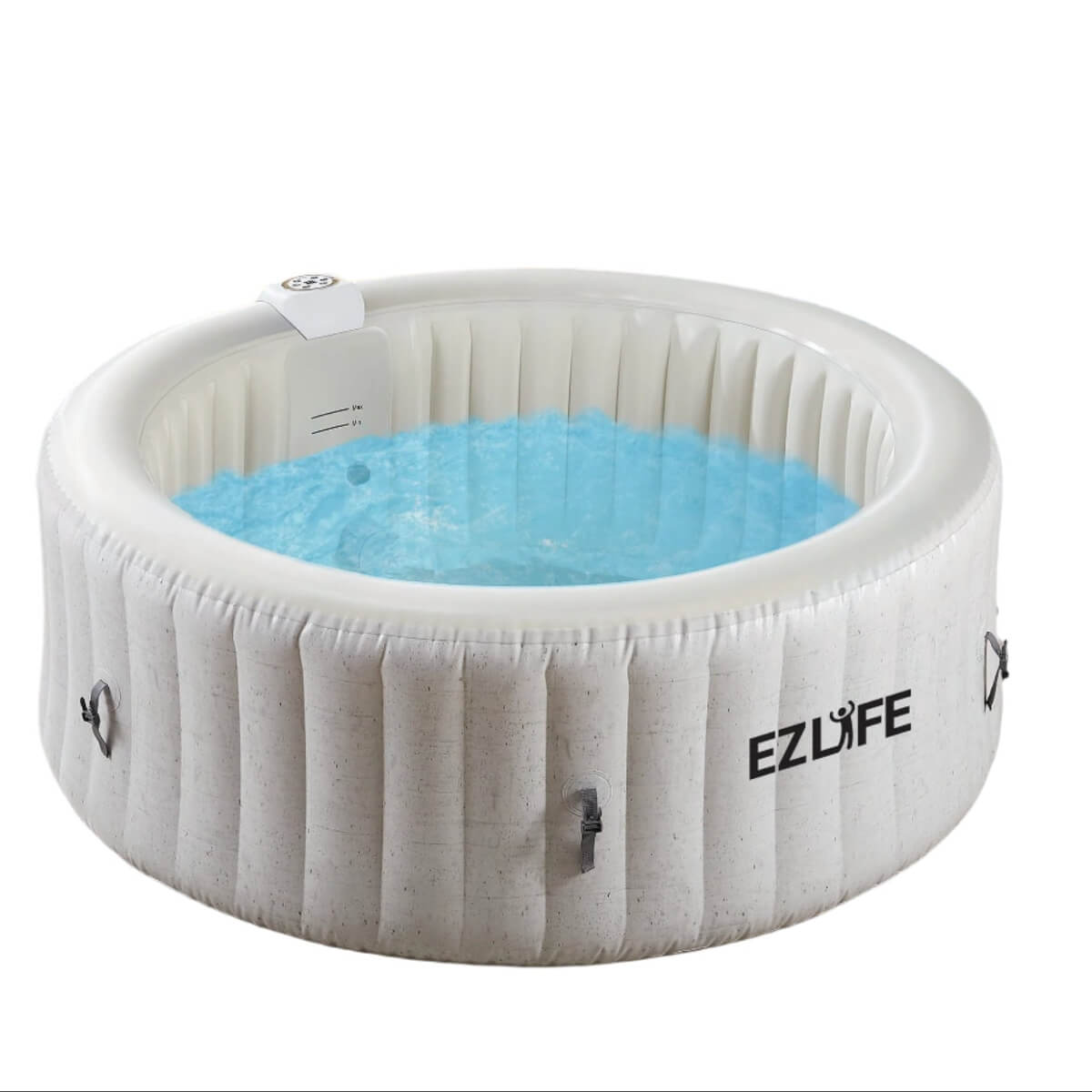 4 Person Inflatable Round Hot Tub isolated on white background.