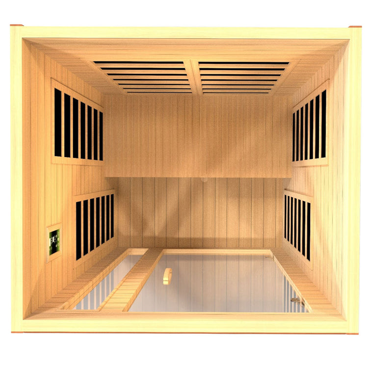 Top view of the sauna with top panels removed for illustrative purposes.