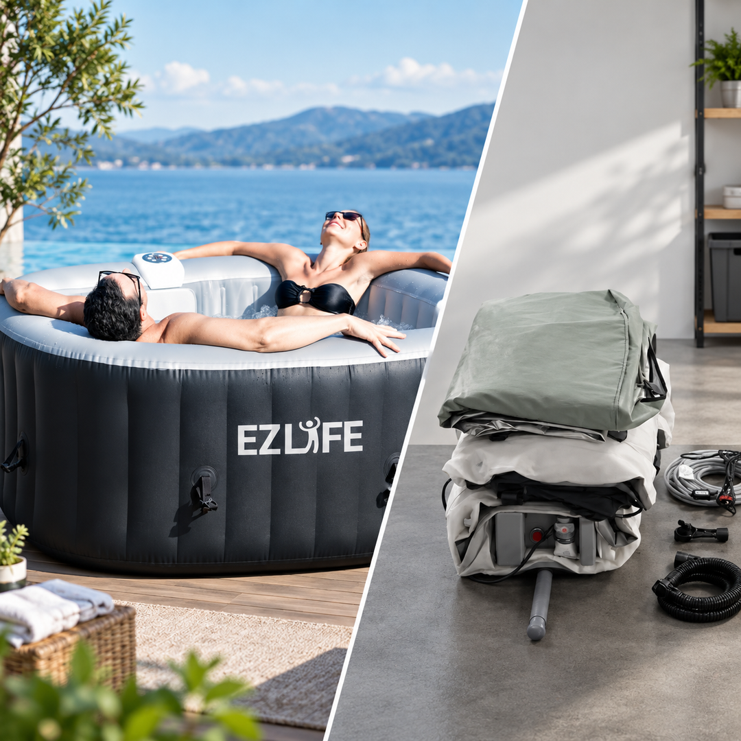 EZLIFE 6-Person Inflatable Hot Tub Spa with LED