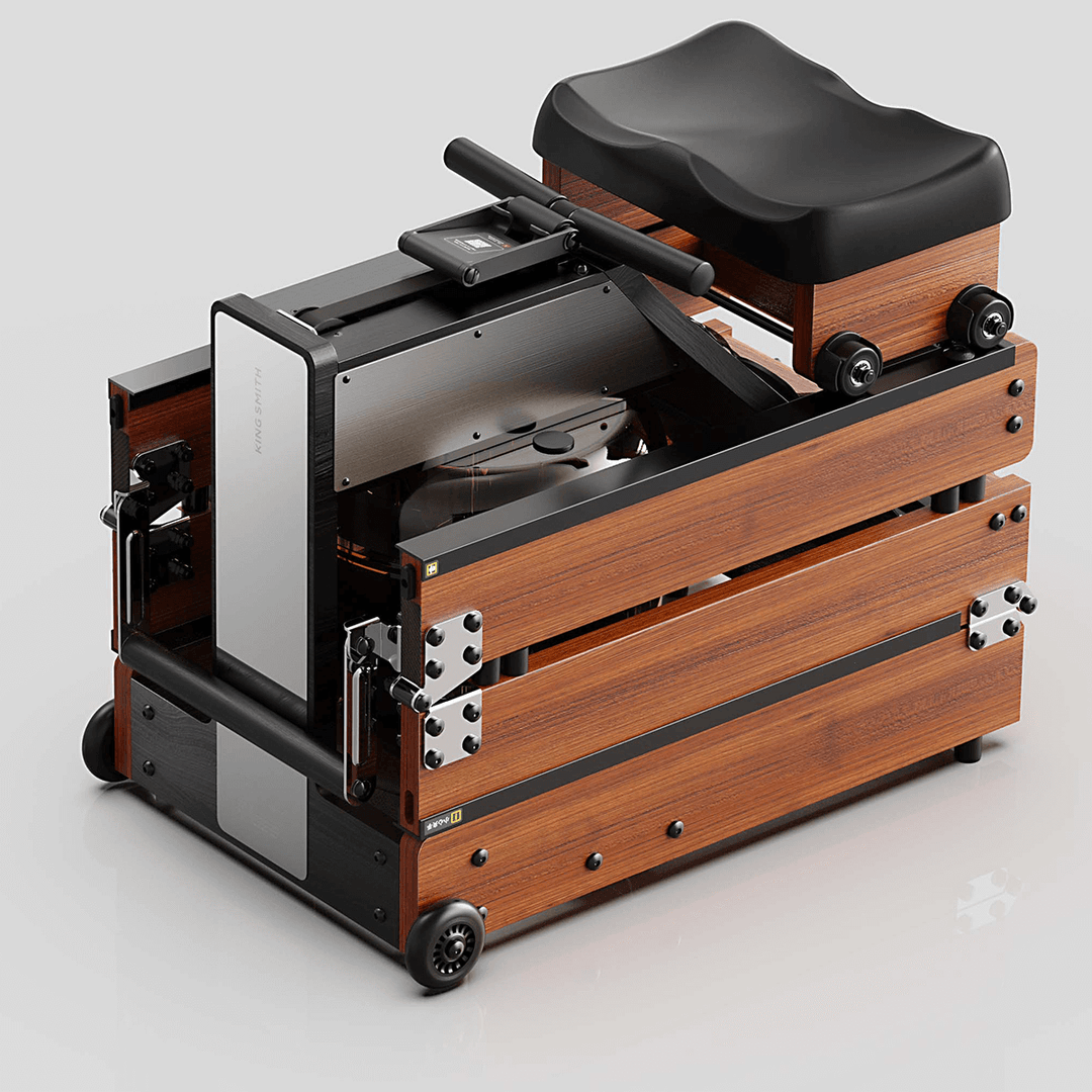A fully folded rower in stacked position.
