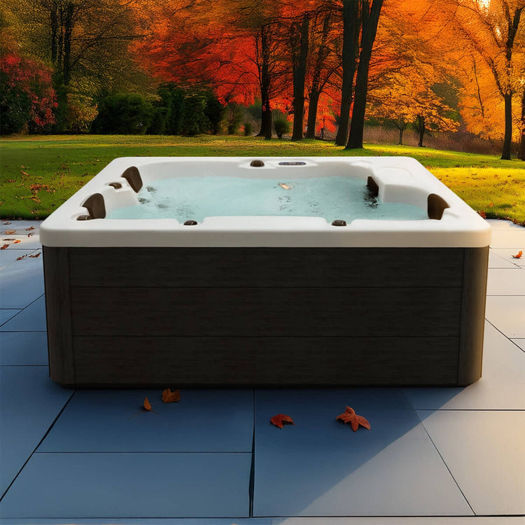 An outdoor image of a spa in an ideallyic fall scene.