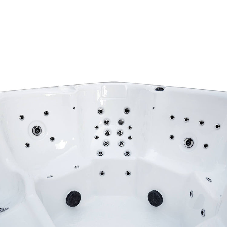 Interior view of spa jets and filters.