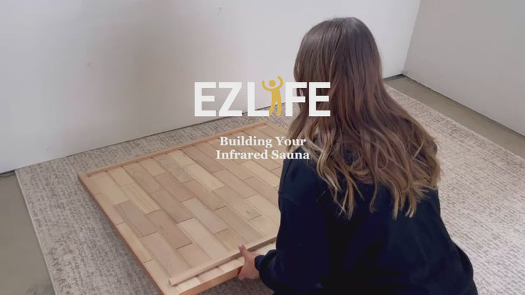 EZ Life indoor infrared red light sauna hemlock wood assembly video