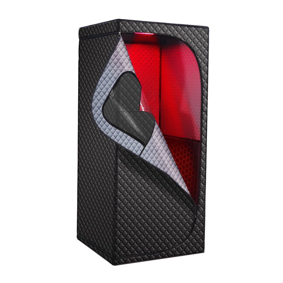 Ezlife black Sauna Tent with Red Light unzipped
